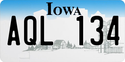 IA license plate AQL134
