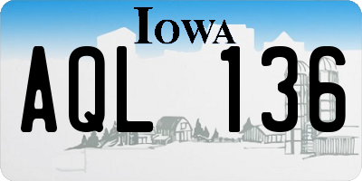 IA license plate AQL136
