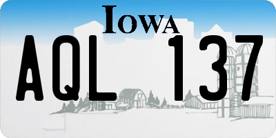 IA license plate AQL137