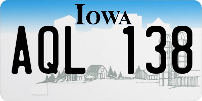 IA license plate AQL138