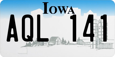 IA license plate AQL141