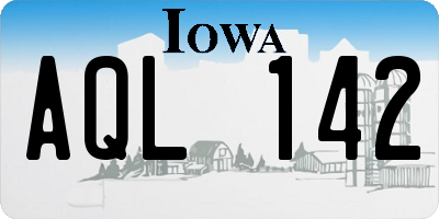 IA license plate AQL142