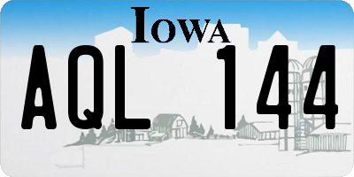 IA license plate AQL144