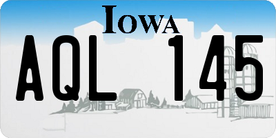 IA license plate AQL145