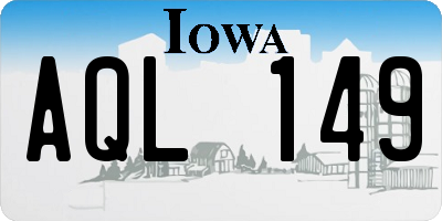 IA license plate AQL149