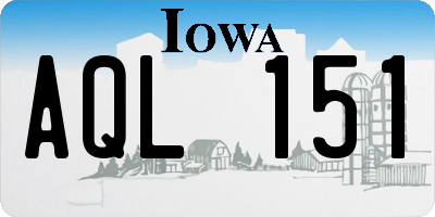 IA license plate AQL151
