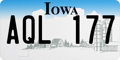 IA license plate AQL177