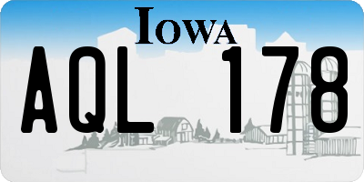 IA license plate AQL178