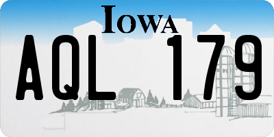 IA license plate AQL179