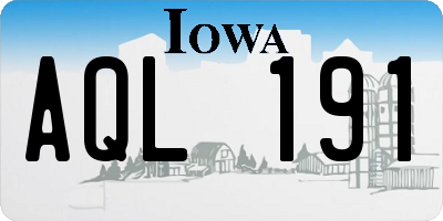 IA license plate AQL191
