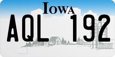 IA license plate AQL192