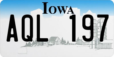 IA license plate AQL197