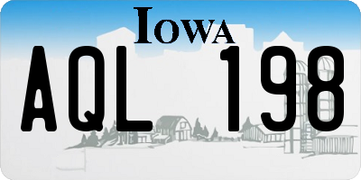IA license plate AQL198