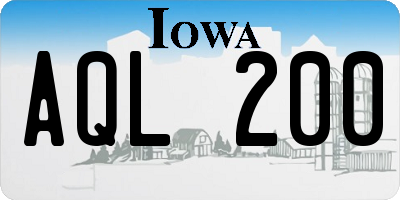 IA license plate AQL200