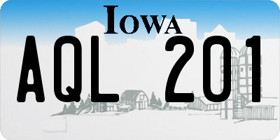 IA license plate AQL201