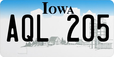 IA license plate AQL205