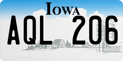 IA license plate AQL206