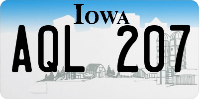 IA license plate AQL207