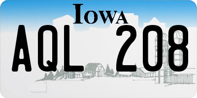 IA license plate AQL208