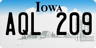 IA license plate AQL209