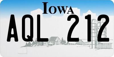 IA license plate AQL212
