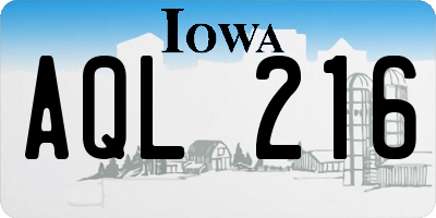 IA license plate AQL216