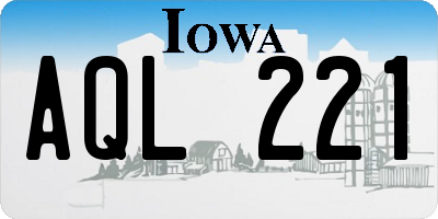IA license plate AQL221