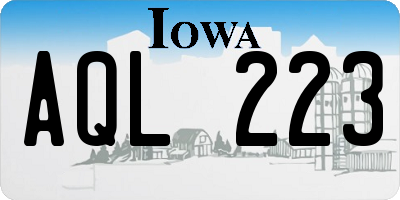 IA license plate AQL223