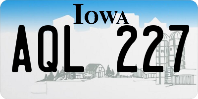 IA license plate AQL227