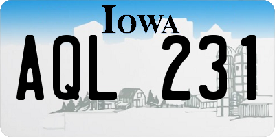 IA license plate AQL231
