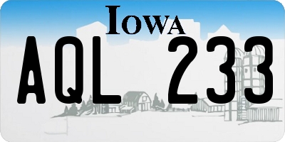 IA license plate AQL233