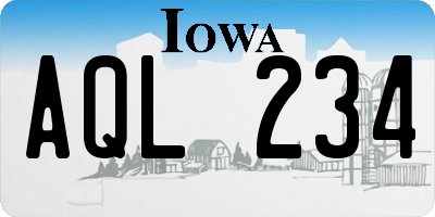 IA license plate AQL234