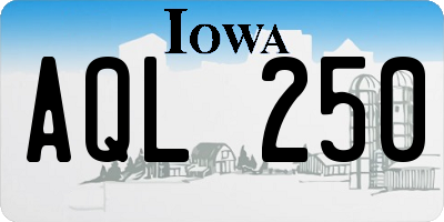 IA license plate AQL250