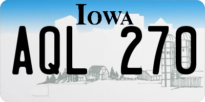 IA license plate AQL270