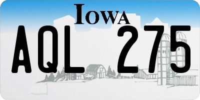 IA license plate AQL275