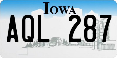 IA license plate AQL287