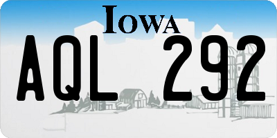 IA license plate AQL292