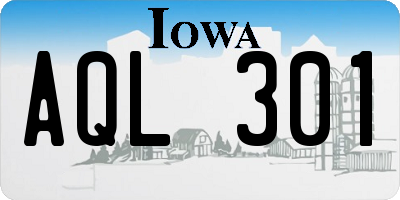 IA license plate AQL301