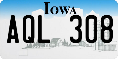 IA license plate AQL308