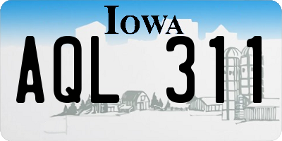IA license plate AQL311