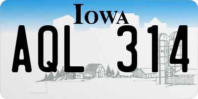 IA license plate AQL314