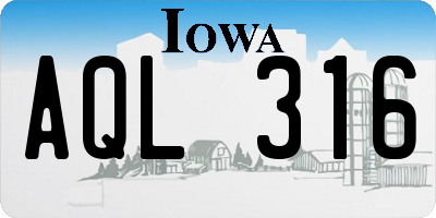 IA license plate AQL316