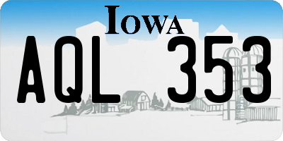 IA license plate AQL353