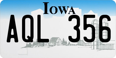 IA license plate AQL356