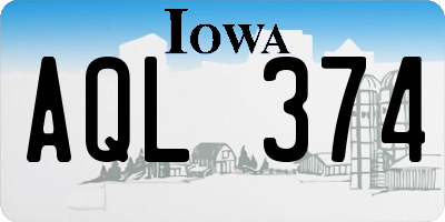 IA license plate AQL374