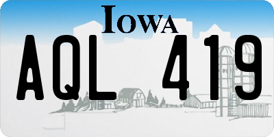 IA license plate AQL419