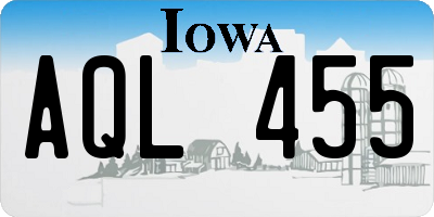 IA license plate AQL455