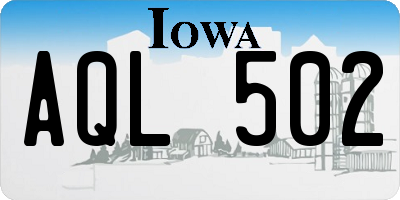 IA license plate AQL502