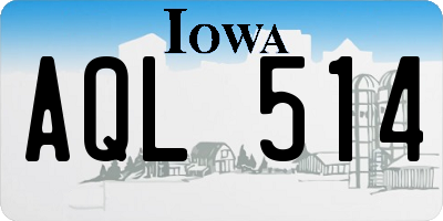 IA license plate AQL514