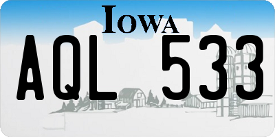 IA license plate AQL533